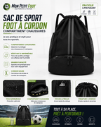 Sac de sport foot à cordon avec compartiment chaussures isolé